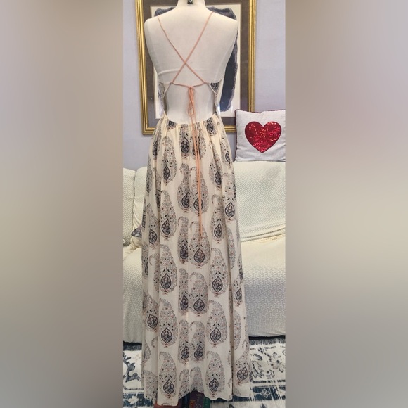 Rebecca Taylor boho Cotton Ivory Paisley maxi XS, small-medium beautiful! - Picture 3 of 6